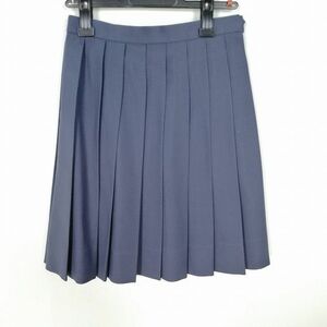 1円 スクールスカート 冬物 w62-丈51 グレー 中学 高校 プリーツ 学生服 制服 女子 中古 IN2405