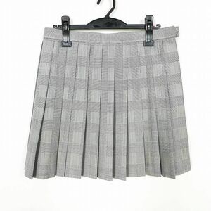 1円 スクールスカート 大きいサイズ 夏物 w72-丈44 チェック 中学 高校 ミニ丈 プリーツ 学生服 制服 女子 中古 IN2860