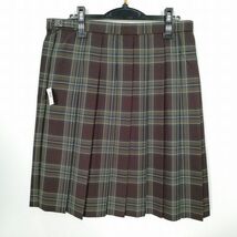 1円 スクールスカート 大きいサイズ 夏物 w80-丈59 チェック 中学 高校 プリーツ 学生服 制服 女子 中古 IN2910_画像2