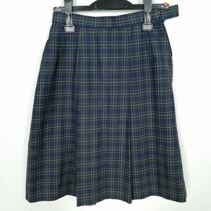 1円 スクールスカート 冬物 w60-丈56 チェック 中学 高校 プリーツ 学生服 制服 女子 中古 IN2998