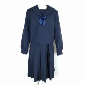 1円 セーラー服 ジャンパースカート 3点セット 170A 大きいサイズ トンボ 冬物 女子 中学 高校 ヒロミチナカノ 紺 中古 ランクB EY4569の画像1