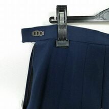 1円 スクールスカート 大きいサイズ 夏物 w80-丈58 紺 中学 高校 プリーツ 学生服 制服 女子 中古 IN2591_画像3