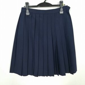 1円 スクールスカート 夏物 w69-丈54 紺 中学 高校 プリーツ 学生服 制服 女子 中古 IN2640