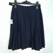 1円 スクールスカート 冬物 w66-丈53 紺 中学 高校 プリーツ 学生服 制服 女子 中古 HK1366_画像2