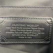 極美品/希少デザイン ●HUNTING WORLD ハンティングワールド ショルダーバッグ ボディ サコッシュ ●斜めがけ バチュー レザー 黒 メンズ_画像9