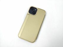 iPhone 13 mini用 鏡面 手帳型ミラーフリップケース カバー 半透明 ゴールド_画像2