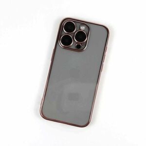iPhone 15 Pro用 高品質ソフトケース 電解メタル レンズフィルム付 カバー シンプル クリア カメラフル保護 ピンク