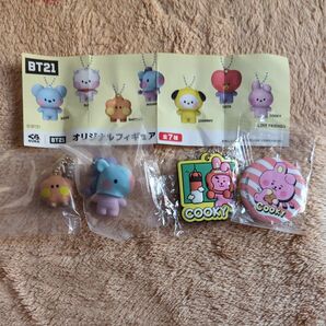 4点セット　くら寿司　BT21 オリジナル　フィギュア 缶バッチ　MANG SHOOKY　