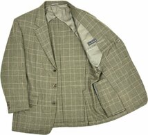 Ermenegildo Zegna ゼニア チェック柄 カシミヤ 100% シングル 3B テーラード ジャケット ブレザー 50/XL カーキ イタリア製 国内正規品_画像5