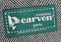 CARVEN カルヴェン カシミヤ ウール ダブルフェイス ロング ステンカラー コート 裏ヘリンボーン柄 秋冬 L グレー 80s 90s ヴィンテージ_画像5