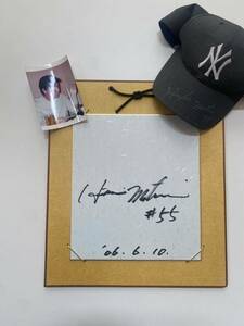 松井秀喜　直筆サイン色紙 ニューヨークヤンキース　帽子　サイン色紙 NY 野球　