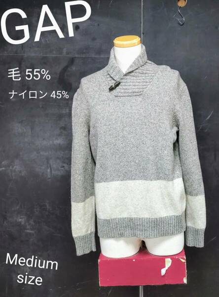 ★送料無料★ GAP ショールカラーニットセーター ギャップ ニット セーター グレー Medium