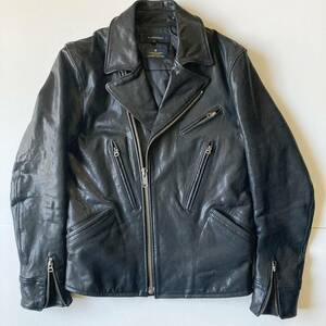 R.NEWBOLD/アールニューボールド ポールスミス ゴートレザーダブルライダースジャケット L 黒 中綿入り LEATHER RIDERS JACKET 山羊革 本革