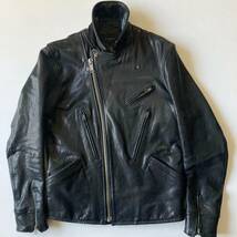 R.NEWBOLD/アールニューボールド ポールスミス ゴートレザーダブルライダースジャケット L 黒 中綿入り LEATHER RIDERS JACKET 山羊革 本革_画像5