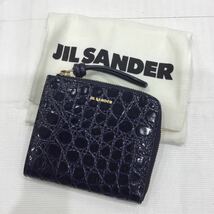 【JIL SANDER ジルサンダー】J07VL0004-P4852 カードケース コインケース クロコ型押し イタリア製 ネイビー レザー L字ファスナー 2402oki_画像1