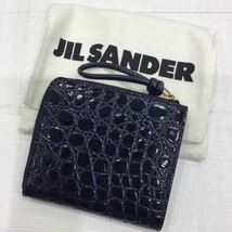 【JIL SANDER ジルサンダー】J07VL0004-P4852 カードケース コインケース クロコ型押し イタリア製 ネイビー レザー L字ファスナー 2402oki_画像2