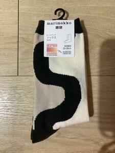 新品タグ付 ユニクロ×マリメッコ ヒートテックソックス 23〜25cm グレー UNIQLO marimekko 靴下