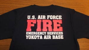 [USAF] rice Air Force width rice field basis ground fire fighting .YOKOTA AB FIRE DEPT the US armed forces fire fighting . width ta fire - T-shirt size M navy blue 