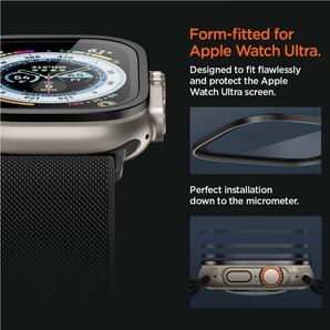 Spigen Glas tR Slim Pro 保護バンパー ガラスフィルム Apple Watch Ultra アルミ枠49mm 対応 貼り付け簡単 保護 フィルム ブラック 1枚入の画像5