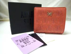 送料無料!! ANNA SUI アナスイ エターナルバタフライ 二つ折り財布 L字ファスナー ピンク系 財布