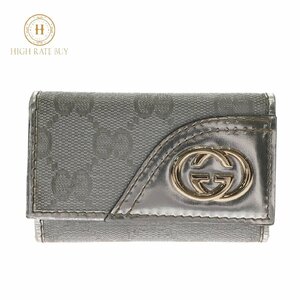 1円スタート GUCCI グッチ GGキャンバス キーケース 181599 GG柄 ダブルG 6連 鍵入れ 小物 ゴールド金具 シルバー メンズ レディース