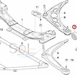 BMW E85 E86 Z4 フロント ロアアーム コントロールアーム ブッシュ 左右セット 2.2i 2.5i 3.0i 3.0si 31126783376 31121095277 31121095278の画像2