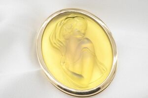 ラリック ブローチ カメオ 女性モチーフ アクセサリー クリスタルガラス 金 ゴールド 美品 LALIQUE 7709k