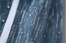 デニムシャツ　シャツジャケット　ダメージ加工　新品*メンズ　長袖シャツ　カジュアル　トップス　ウエスタンシャツ【G159】ブルー　2XL_画像6