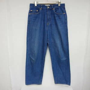 【1円】良好 国内正規 YAECA ヤエカ 19-11U DENIM WIDE CROPPED ワイドクロップドデニム リネン混コットン 赤耳 定価26400円 BLUE 青 30