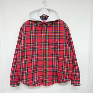 【1円】未使用 国内正規 Supreme 23AW 23FW Tartan Flannel Hooded Shirt タータンチェックフランネル フードシャツ シャツパーカー 赤 S