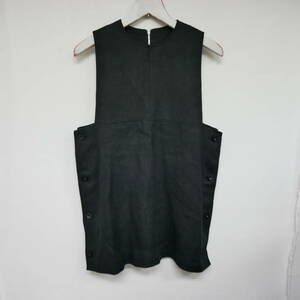 【1円】良好 国内正規 HYKE ハイク 23SS LINEN LONG VEST リネンロングベスト 231-16149 BLACK 黒 1