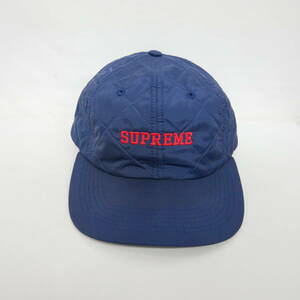 【1円】使用感有り 国内正規 Supreme 14AW 14FW Quilted Nylon 6-Panel Cap キルティングナイロン 6パネルキャップ Navy ネイビー 紺 Free