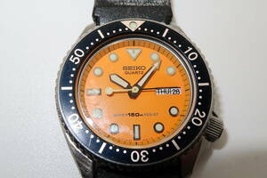 SEIKO セイコー QZ 6458-600A 150ｍ オレンジ文字盤 メンズ腕時計