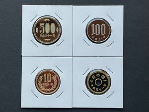 21、平成31年　プルーフ貨　未使用　500円　100円　10円　5円　4枚セット　古銭　貨幣　現行貨幣