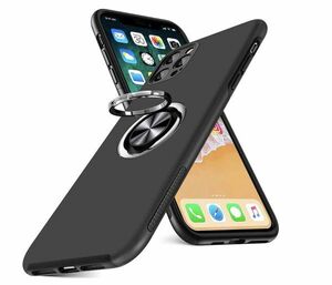 【R55】iPhone11Proリング付車載対応スタンドケース（黒）