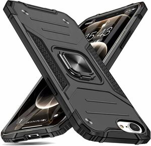【S30】iPhone7Plus/8Plus耐衝撃角度調整リング付車載対応スタンドケース（黒）