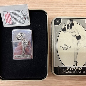 彦【3726】希少 ヴィンテージ ZIPPO 1935 The Varga Girl バルバガール USA アメリカ ヴィンテージ缶ケース付 火花確認〇 レア 1993年製の画像1