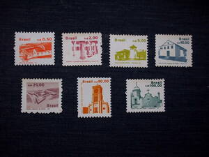 ブラジル切手　ビルディング・建築物７種未使用　1986-87年