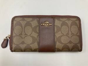 S【2D31】COACH　コーチ　財布　ウォレット　ブラウン系　状態　悪い　汚れ　がれ　小物　長財布