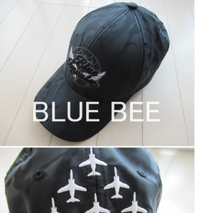 ★BLUE BEE☆ブルービー YOKOYAMA Blue Impulseブルーインパルス★つば ミリタリー 帽子 キャップ★黒ブラック　メンズ男性【中古】