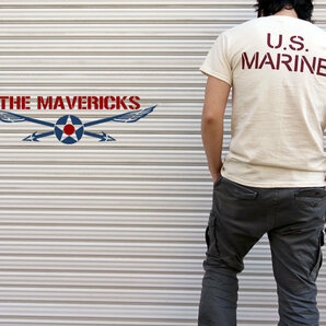 Tシャツ メンズ L ミリタリー USマリン U.S.MARINE 米海兵隊 MAVERICKS ブランド 生成り ナチュラルの画像3