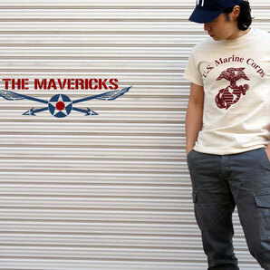 Tシャツ メンズ L ミリタリー USマリン U.S.MARINE 米海兵隊 MAVERICKS ブランド 生成り ナチュラルの画像2