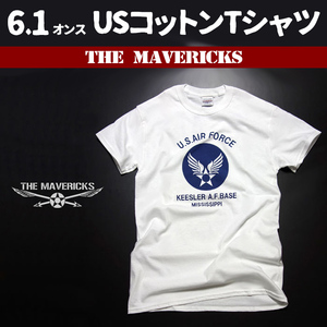 Tシャツ メンズ 半袖 L ミリタリー アメカジ USAF エアフォース MAVERICKS ブランド 白 ホワイト