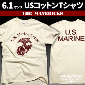 Tシャツ メンズ M ミリタリー USマリン U.S.MARINE 米海兵隊 MAVERICKS ブランド 生成り ナチュラル