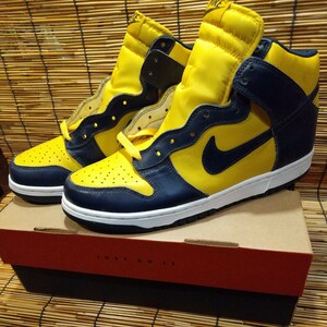 NIKE DUNK HIGH ナイキ ダンク ハイ 1998年製 デッドストック 紺 黄 ミシガン大学 US10.5 28.5cm 元箱付き 630335-471 未使用