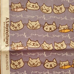 【パープル ・1m 】A.S.Manhattaner's エー・エス・マンハッタナーズ 【顔並び】シーチング ねこ 猫 ネコ 紫