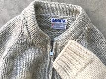 美品 カナダ製 KANATA カウチンジャケット カナタ メンズ ブルゾン ハンドニットセーター 肉厚 ウールニット_画像3