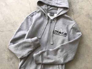 EA7 EMPORIO ARMANI 裏起毛スウェット ジップアップパーカー L 180/94A エンポリオアルマーニ メンズ トレーナー セーター 灰 グレー