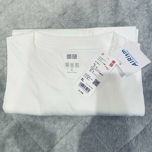 【新品未使用】 ユニクロ エアリズムコットンUVカットクルーネックT（長袖） 白 XL UNIQLO ホワイト WHITE