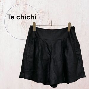 Te chichi テチチ　ブラック キュロットスカート ショート 黒　M 光沢　 キュロット ボトムス